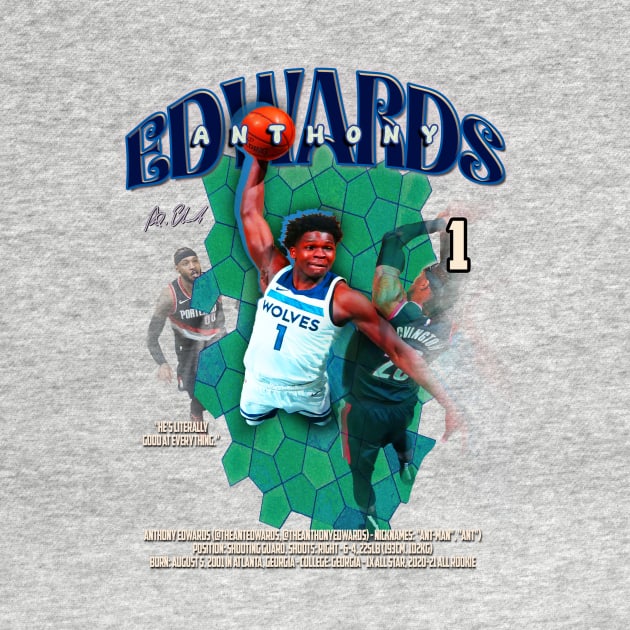 "Ant Man" Anthony Edwards Minnesota Timberwolves Graphic Vintage Basketball Bootleg by dsuss